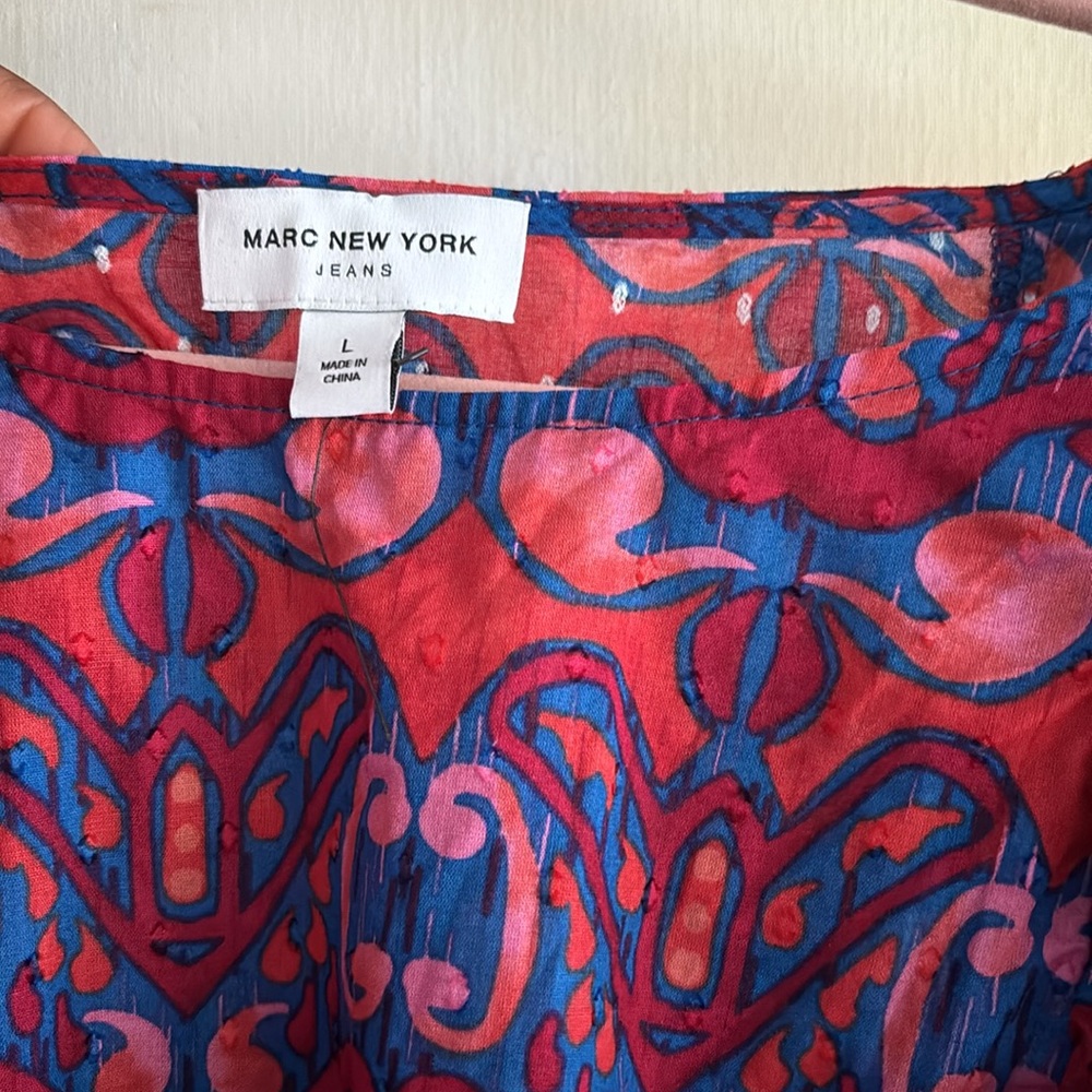 Marc New York Cotton Ruffle Flowy Blouse Size large - Picture 2 of 4